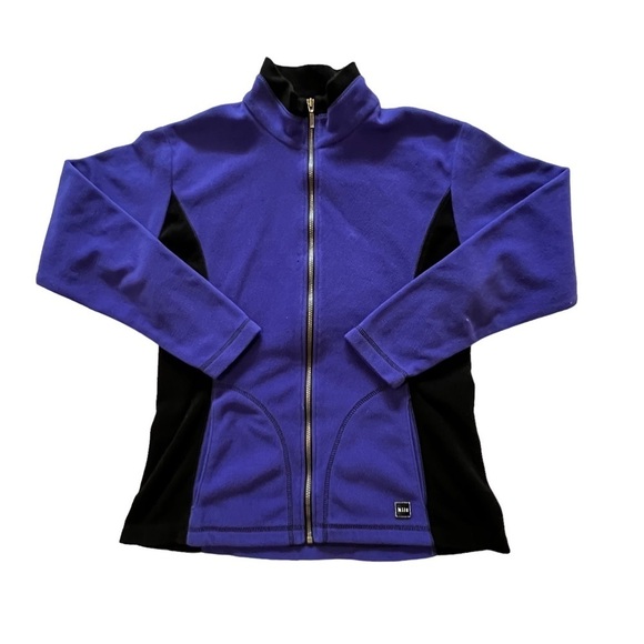Nils Full Zip Fleece Jacket Purple Black M mock neck ski snowboard base layering - Picture 1 of 11
